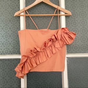 Collina Strada x UO Peach Ruffled Crop Top